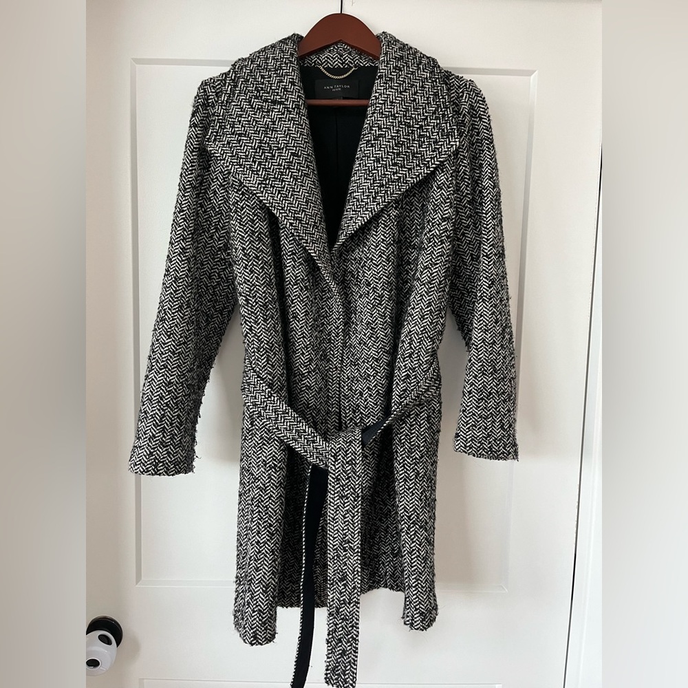Ann Taylor Wrap Herringbone Coat
